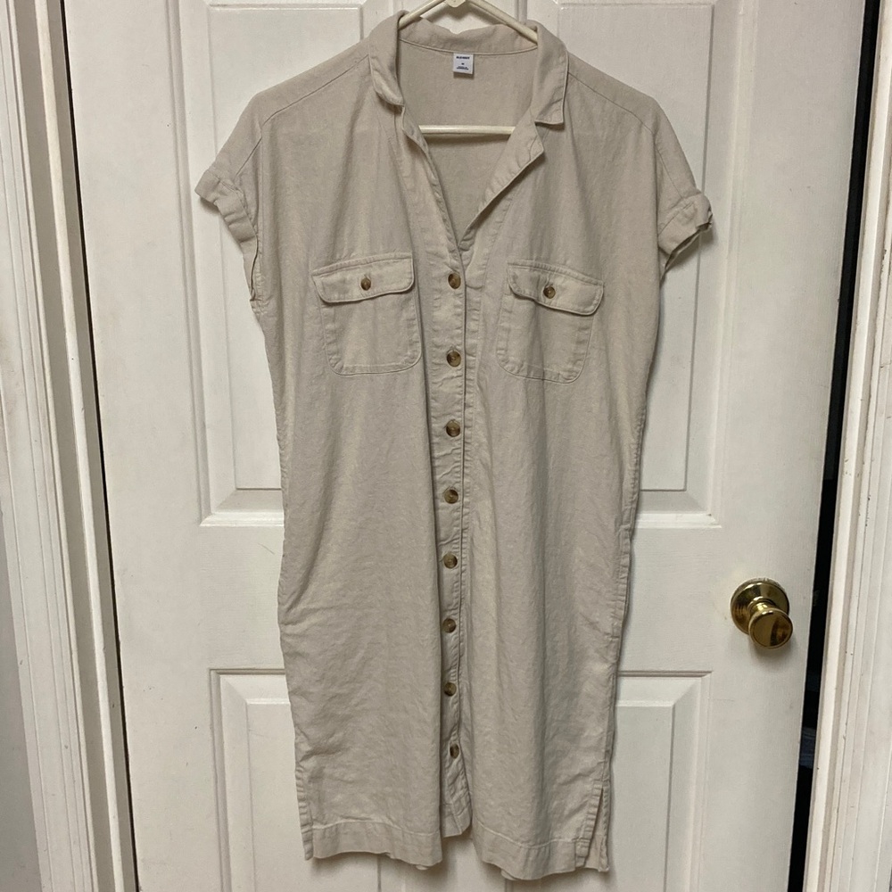 Old Navy Cream Shirt Dress